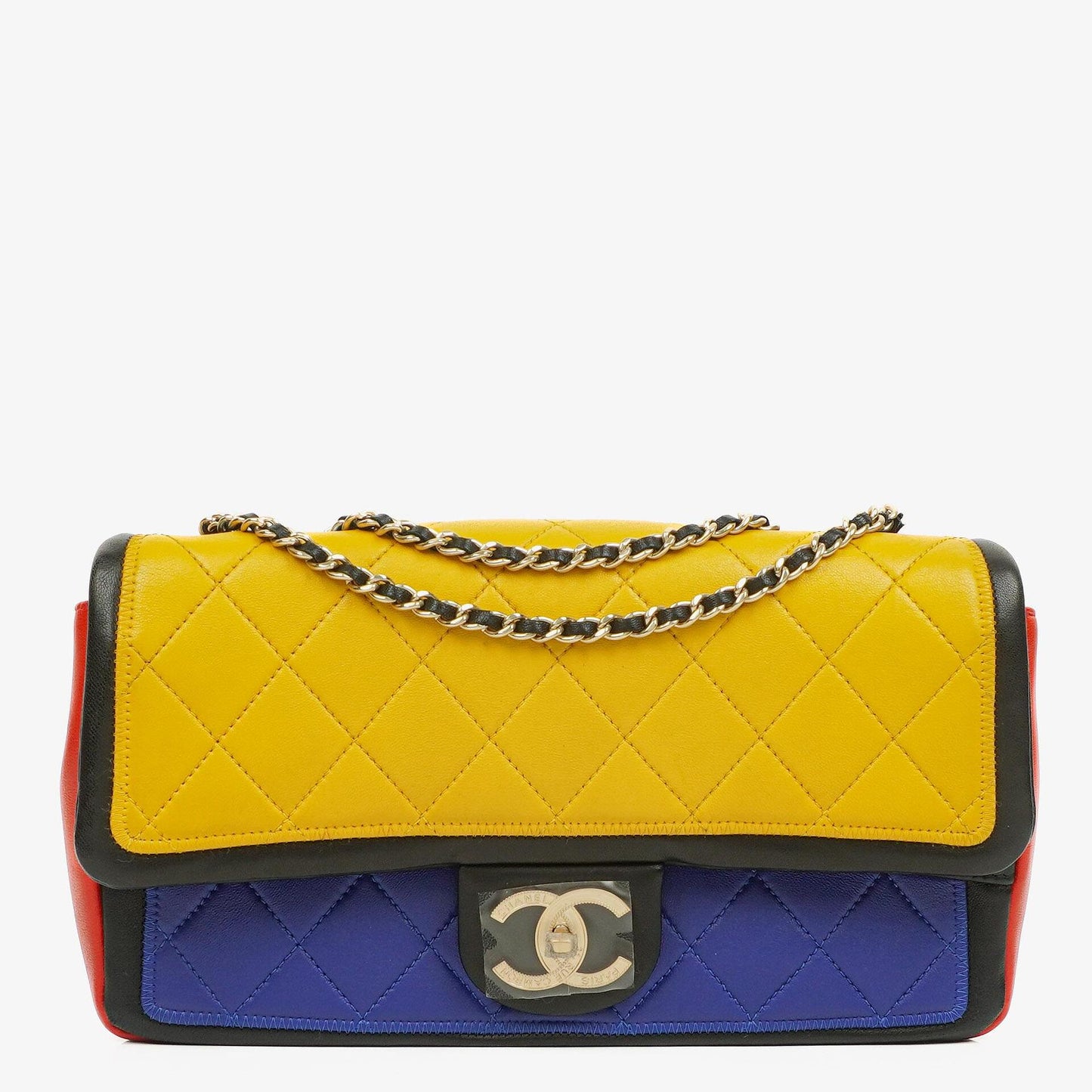 Chanel Multicolor Lambskin Tri-Color Medium Graphic Flap Bag