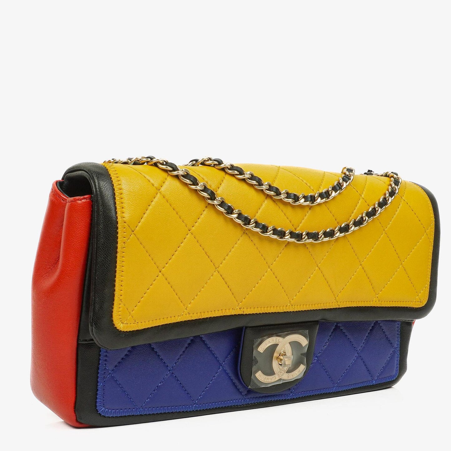 Chanel Multicolor Lambskin Tri-Color Medium Graphic Flap Bag