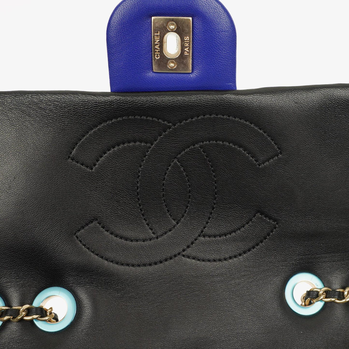 Chanel Multicolor Lambskin Tri-Color Medium Graphic Flap Bag