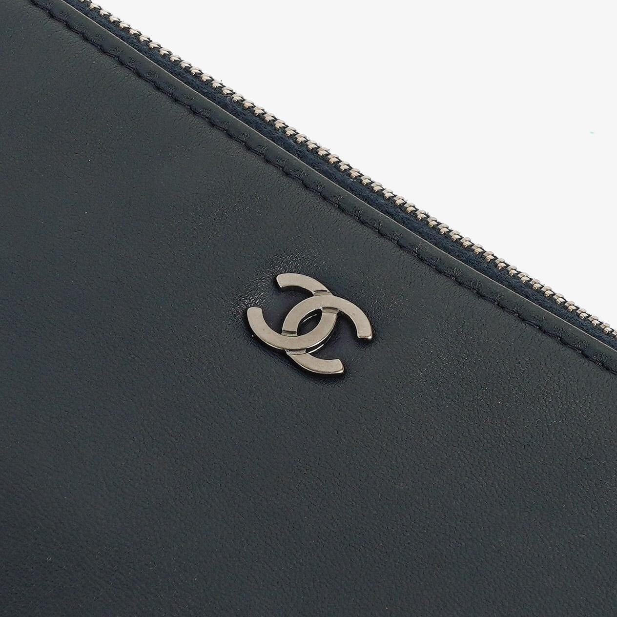 Chanel Navy Lambskin And Olive Green Quilted Patent Leather Large Cosmetic Case, 2014