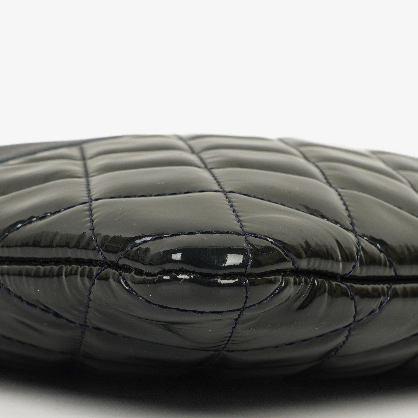 Chanel Navy Lambskin And Olive Green Quilted Patent Leather Large Cosmetic Case, 2014