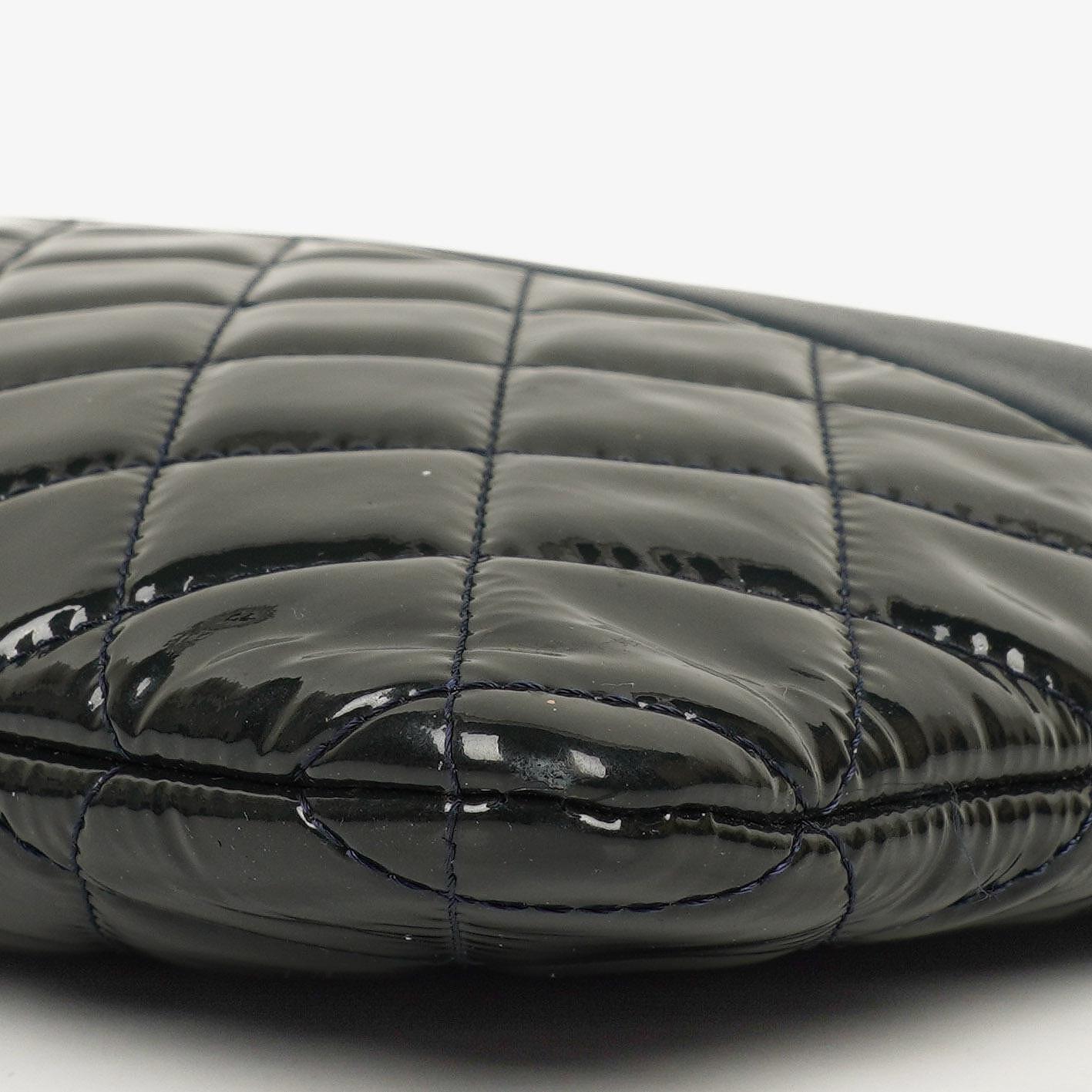 Chanel Navy Lambskin And Olive Green Quilted Patent Leather Large Cosmetic Case, 2014