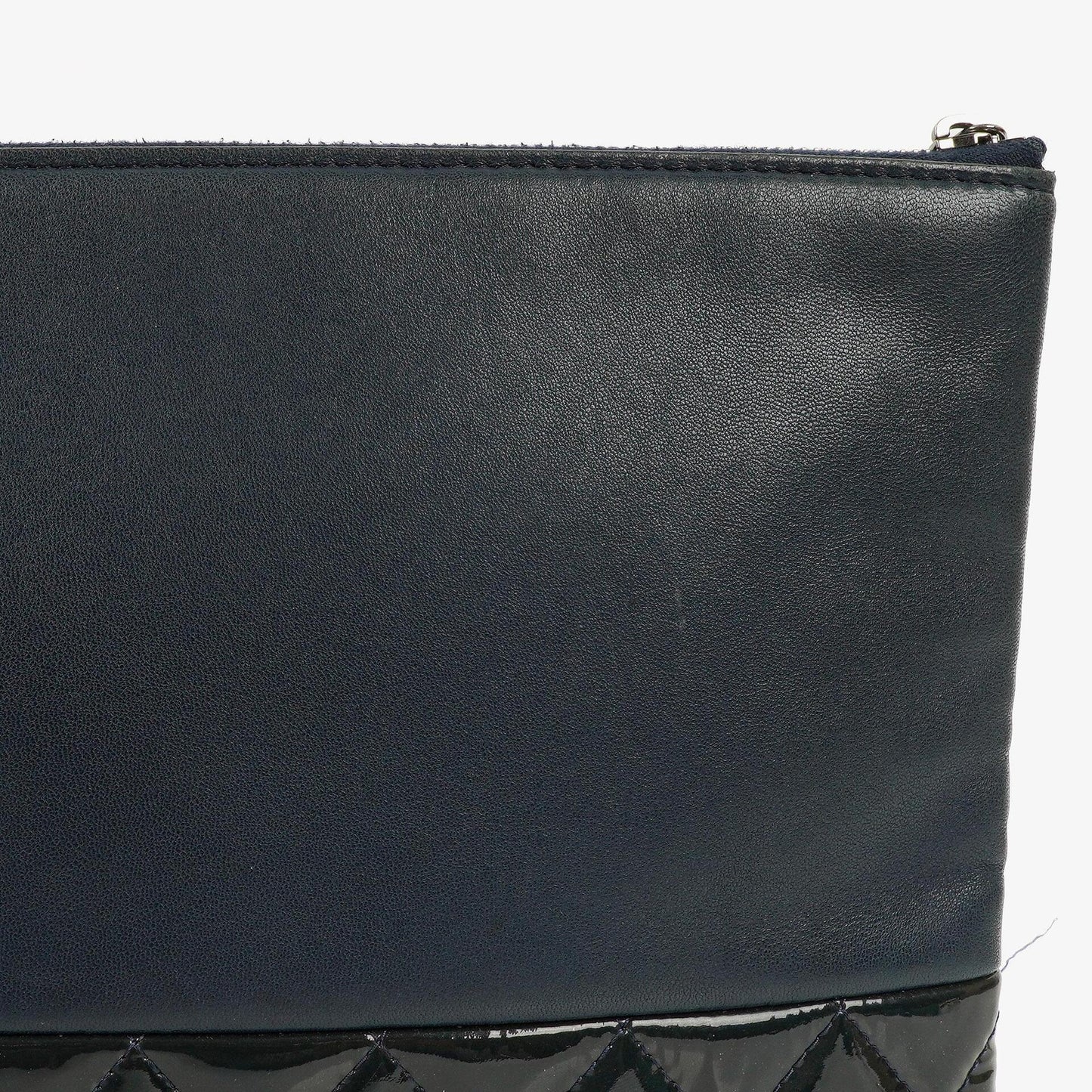 Chanel Navy Lambskin And Olive Green Quilted Patent Leather Large Cosmetic Case, 2014