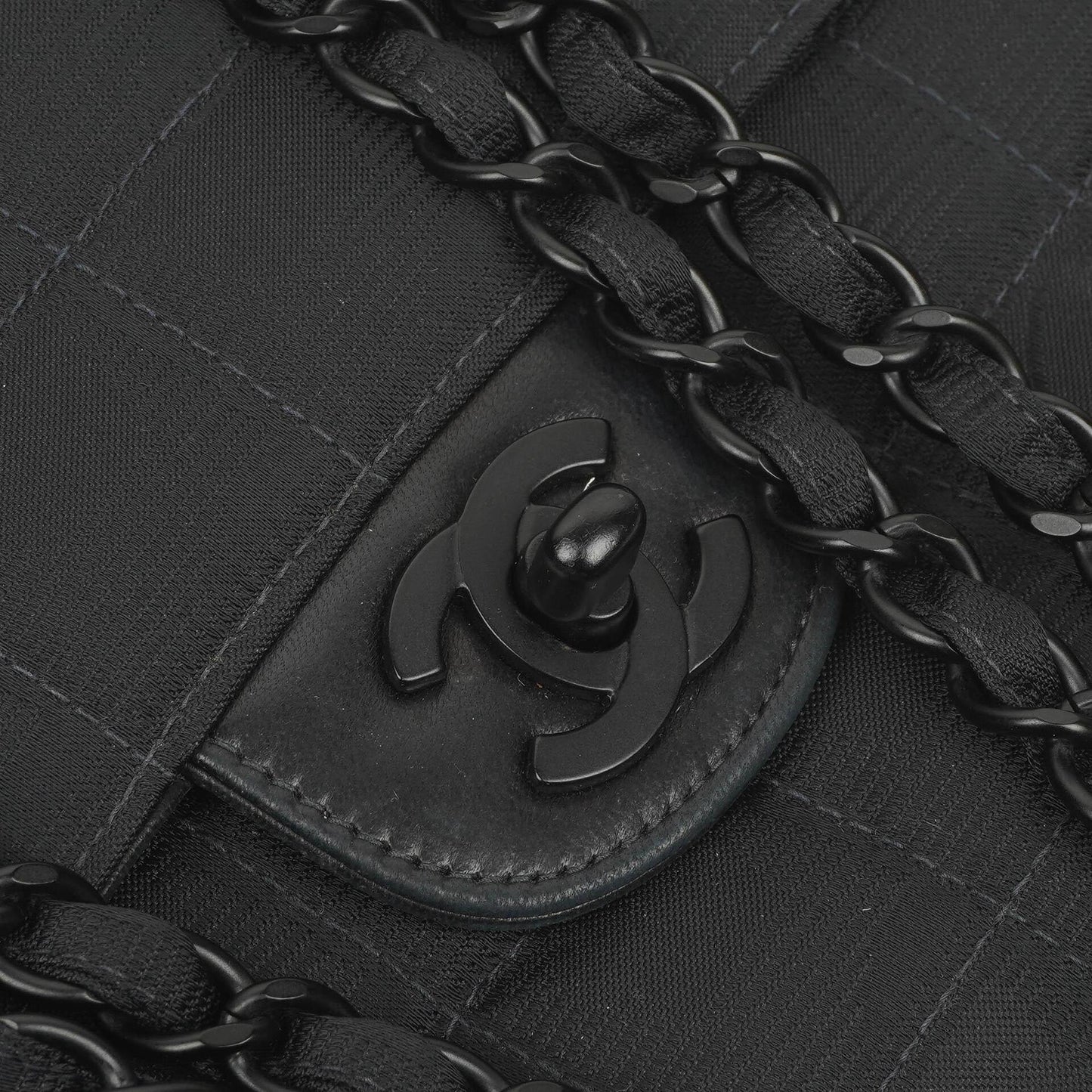 Chanel Nylon Travel Line Medium Classic Flap Bag So Black