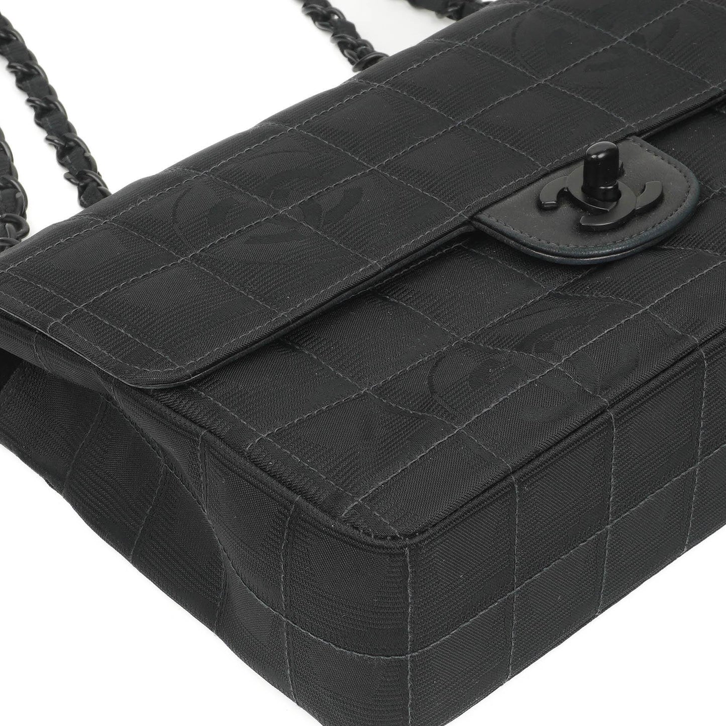 Chanel Nylon Travel Line Medium Classic Flap Bag So Black