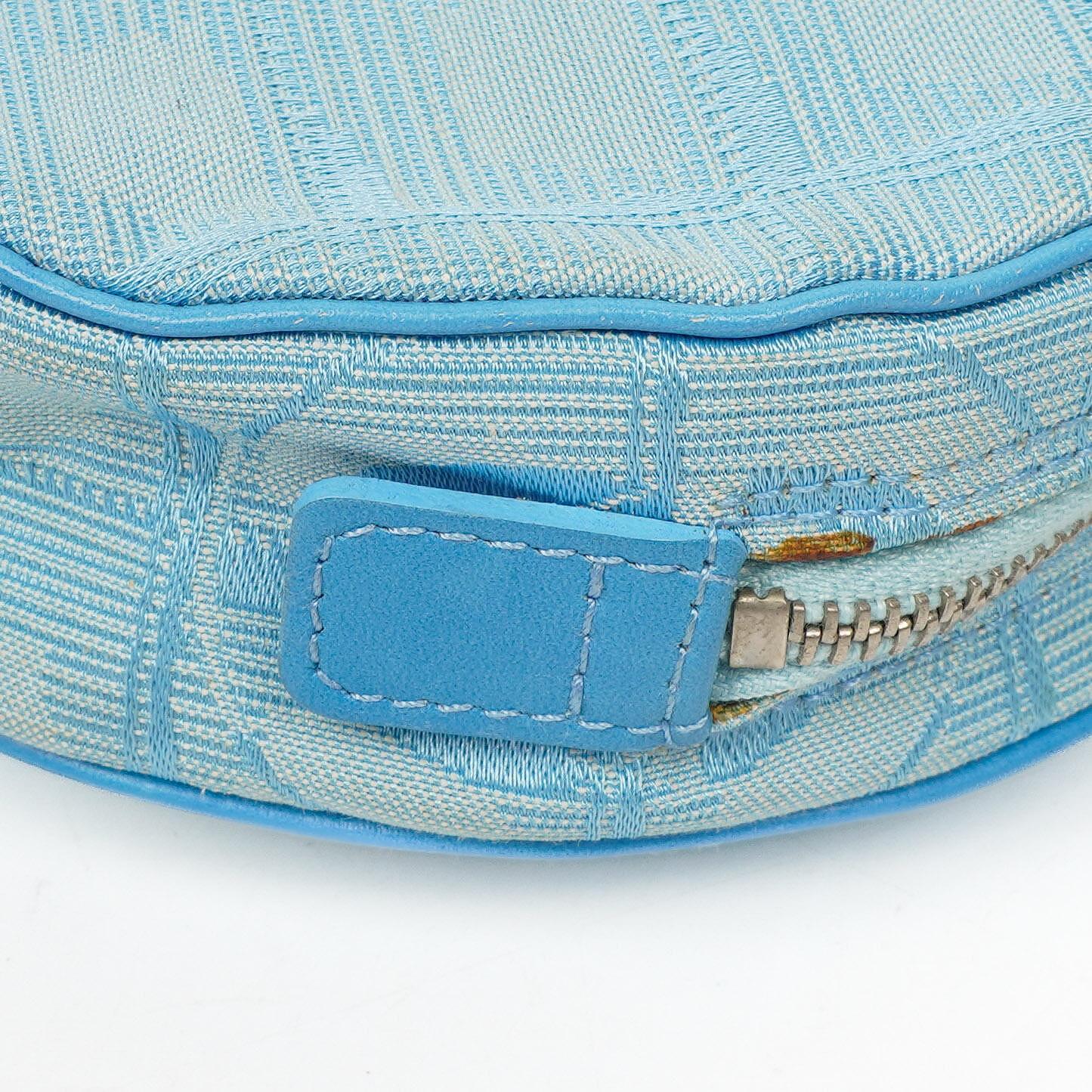 Chanel Nylon Travel Round Blue Pouch, 2002-2003