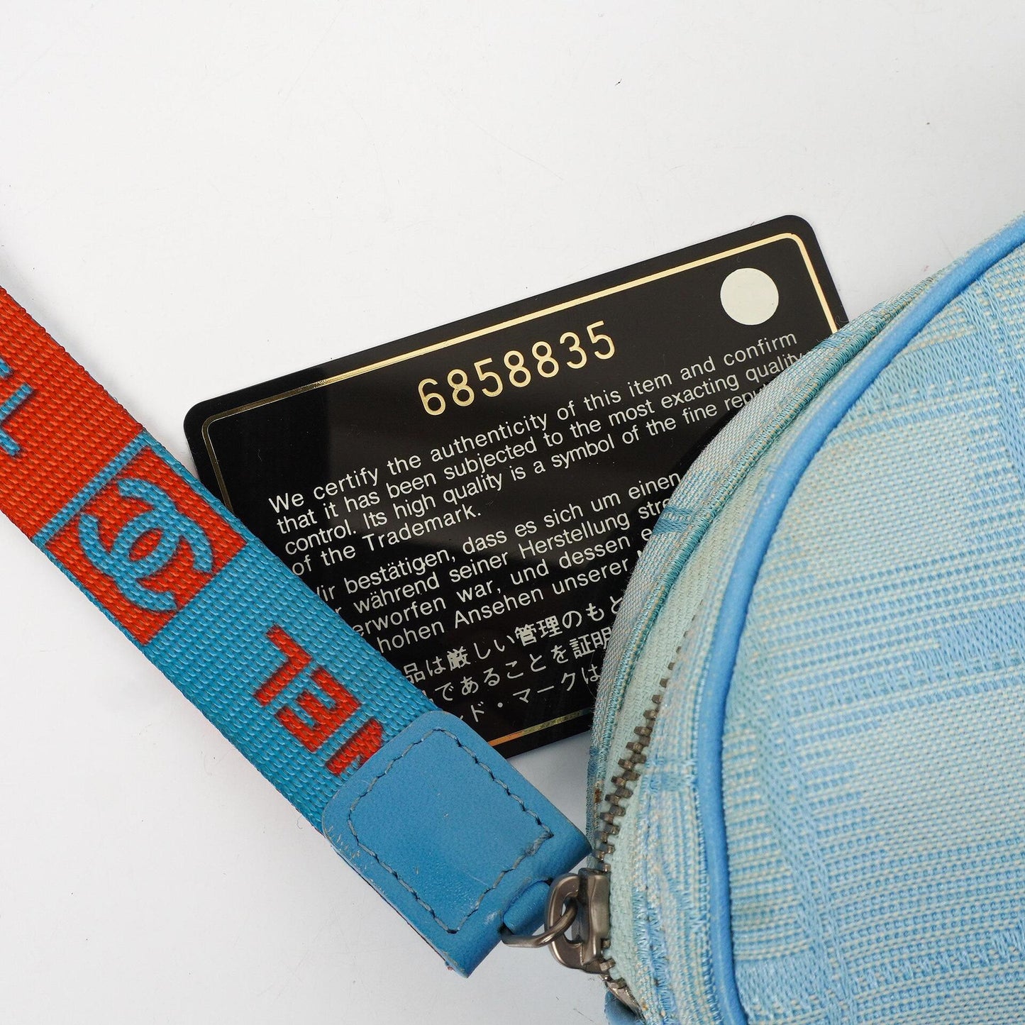 Chanel Nylon Travel Round Blue Pouch, 2002-2003