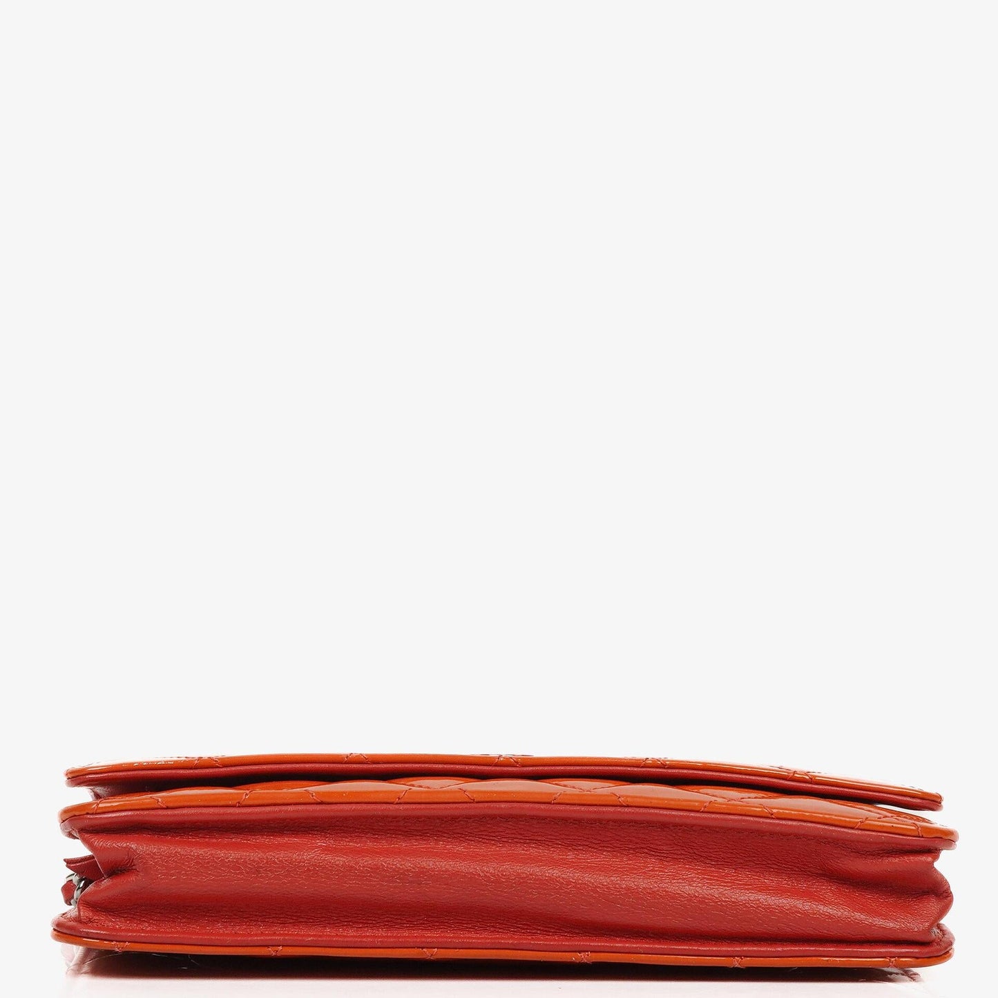 Chanel Orange Quilted Patent Leather Wallet On Chain WOC