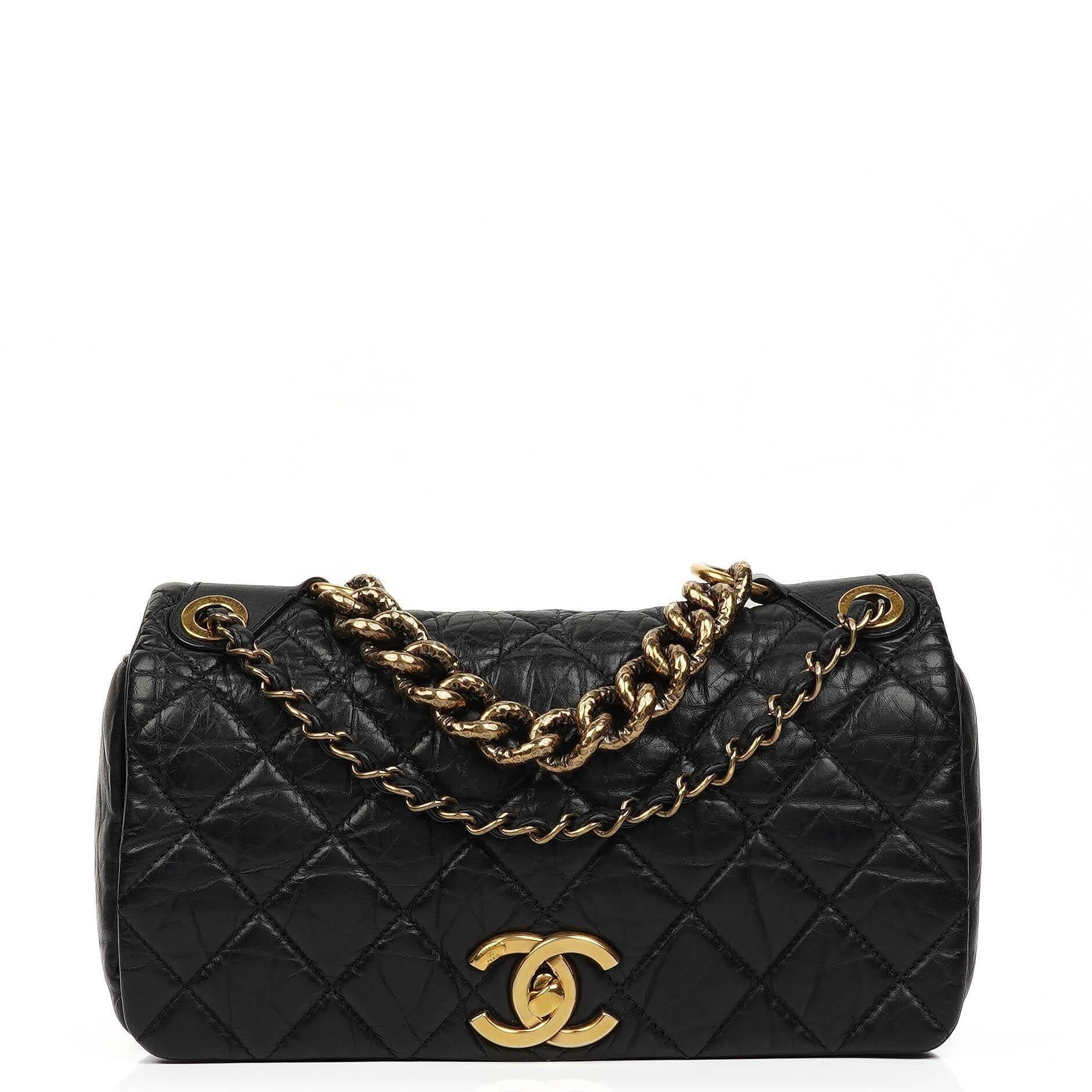 Chanel Paris-Bombay Aged Quilted Calfskin Flap Bag