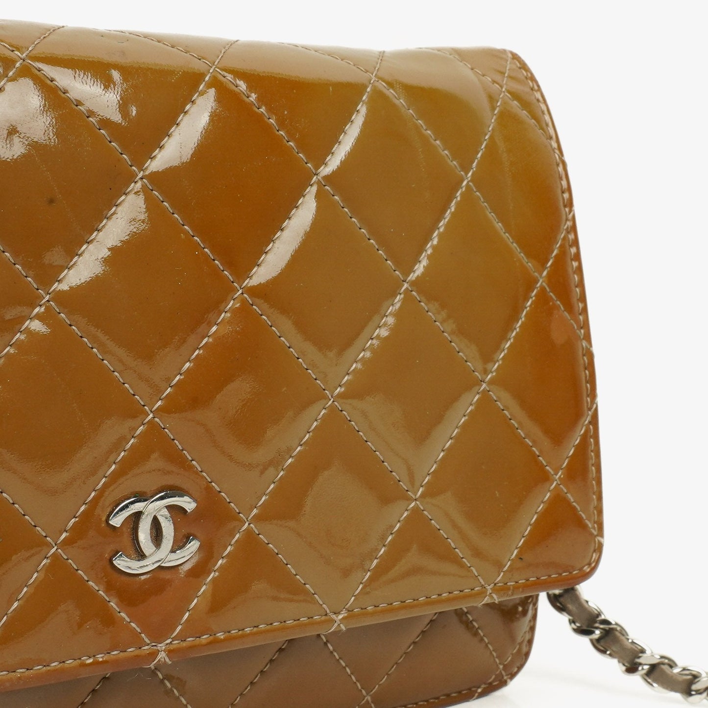 Chanel Patent Quilted Wallet On Chain WOC
