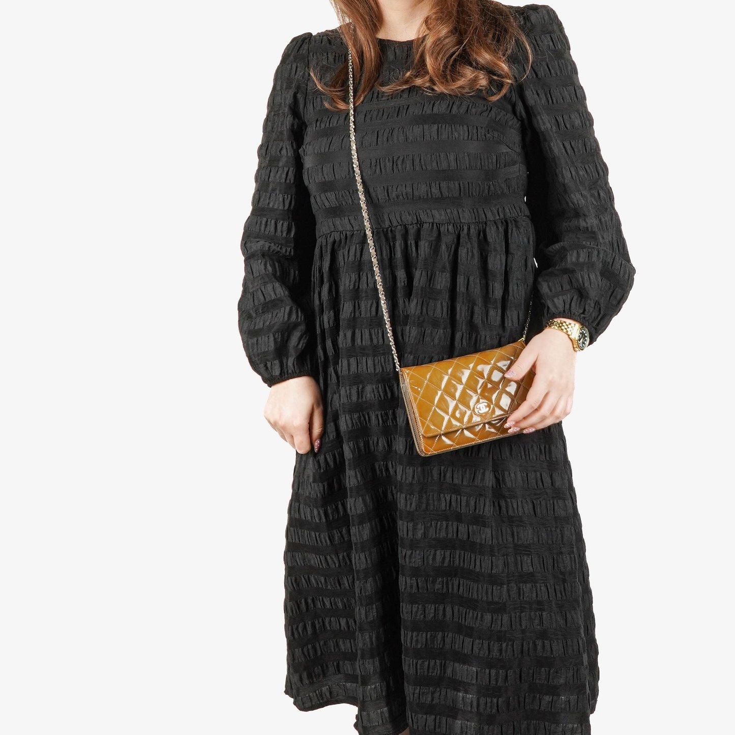 Chanel Patent Quilted Wallet On Chain WOC