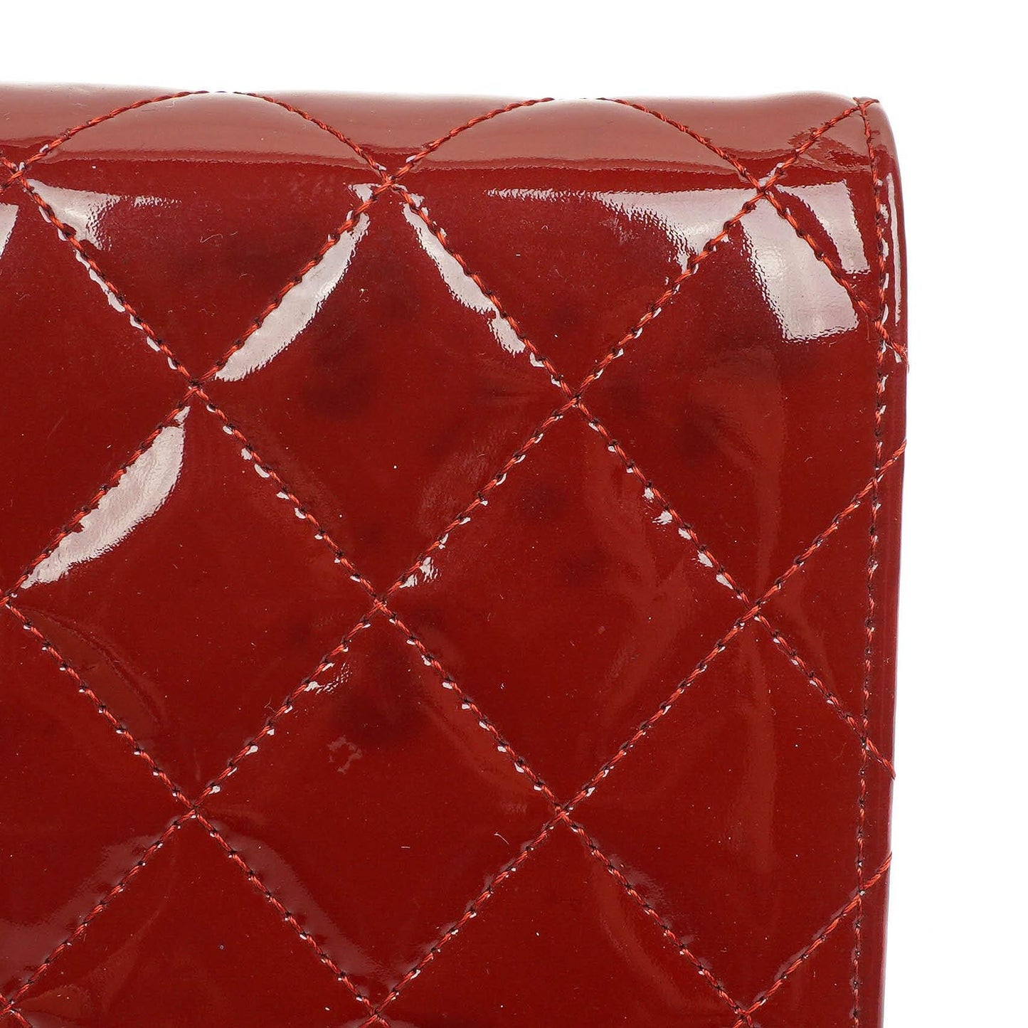 Chanel Patent Quilted Wallet On Chain WOC Red