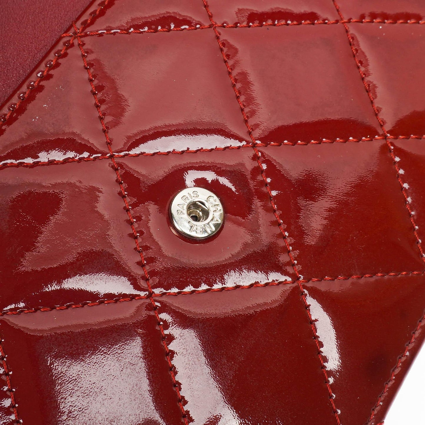 Chanel Patent Quilted Wallet On Chain WOC Red