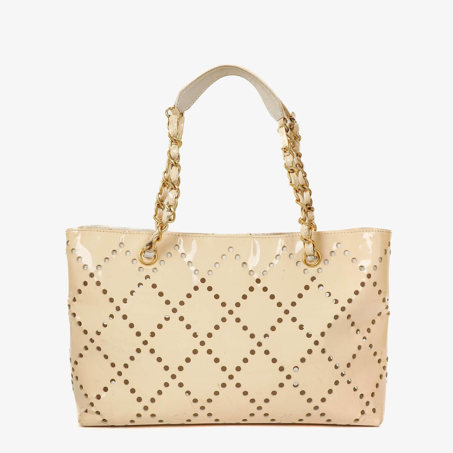 Chanel Perforated CC Quilted Patent Leather Tote Bag