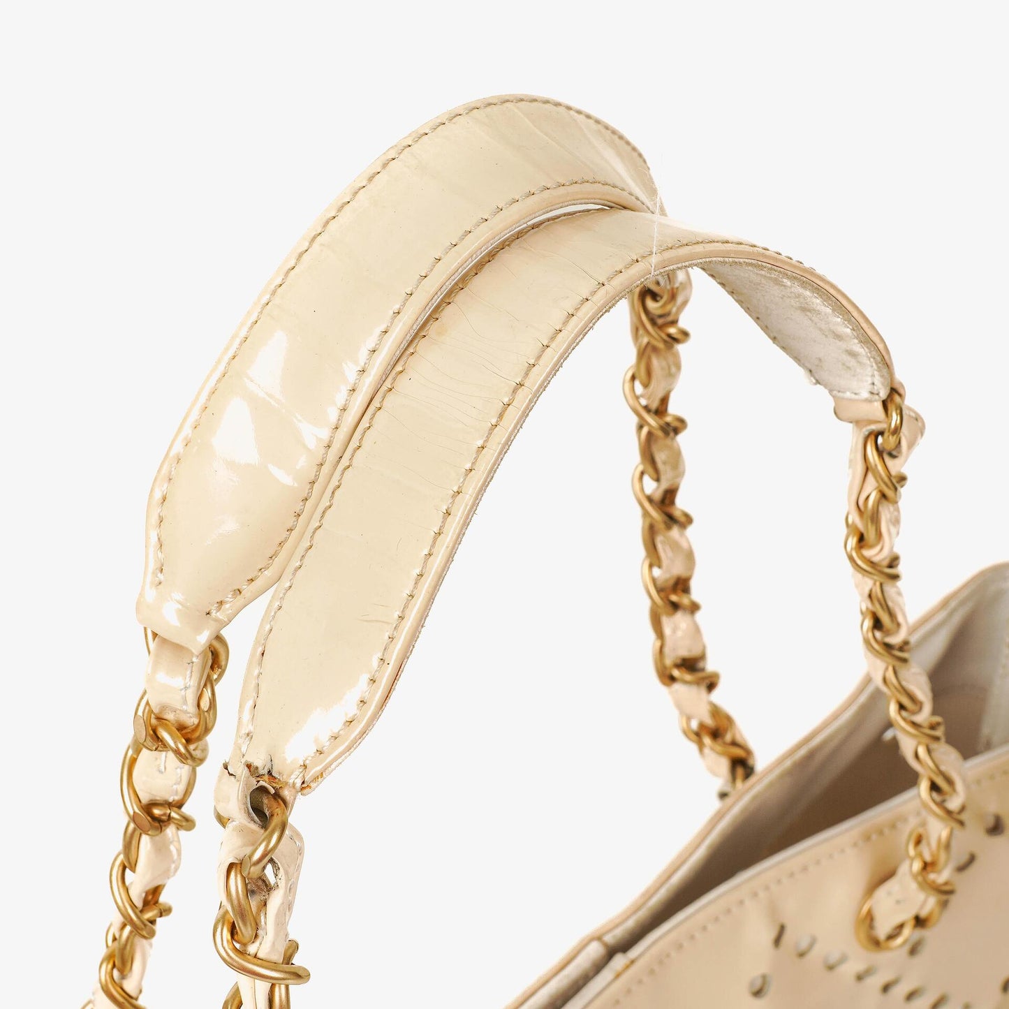 Chanel Perforated CC Quilted Patent Leather Tote Bag