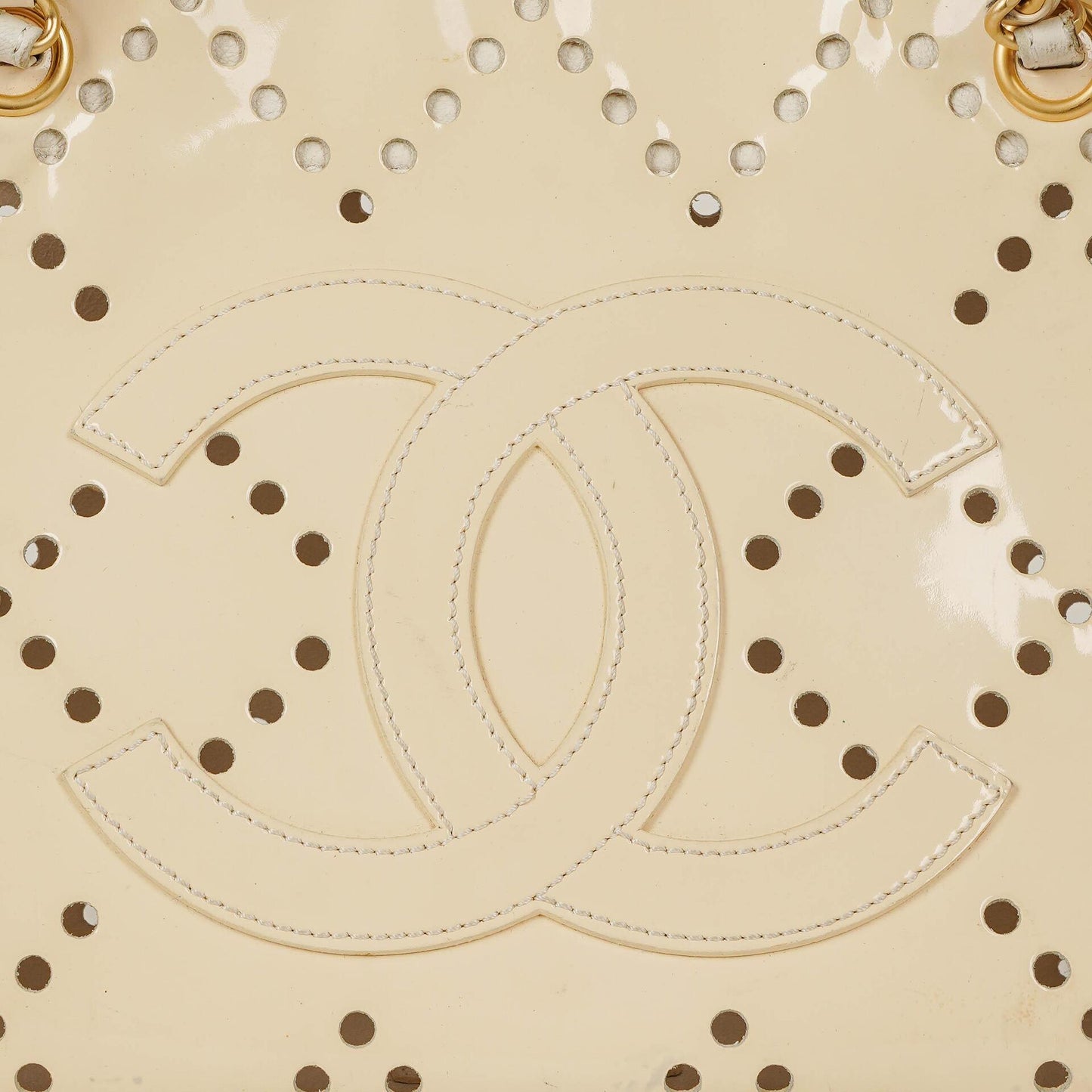 Chanel Perforated CC Quilted Patent Leather Tote Bag