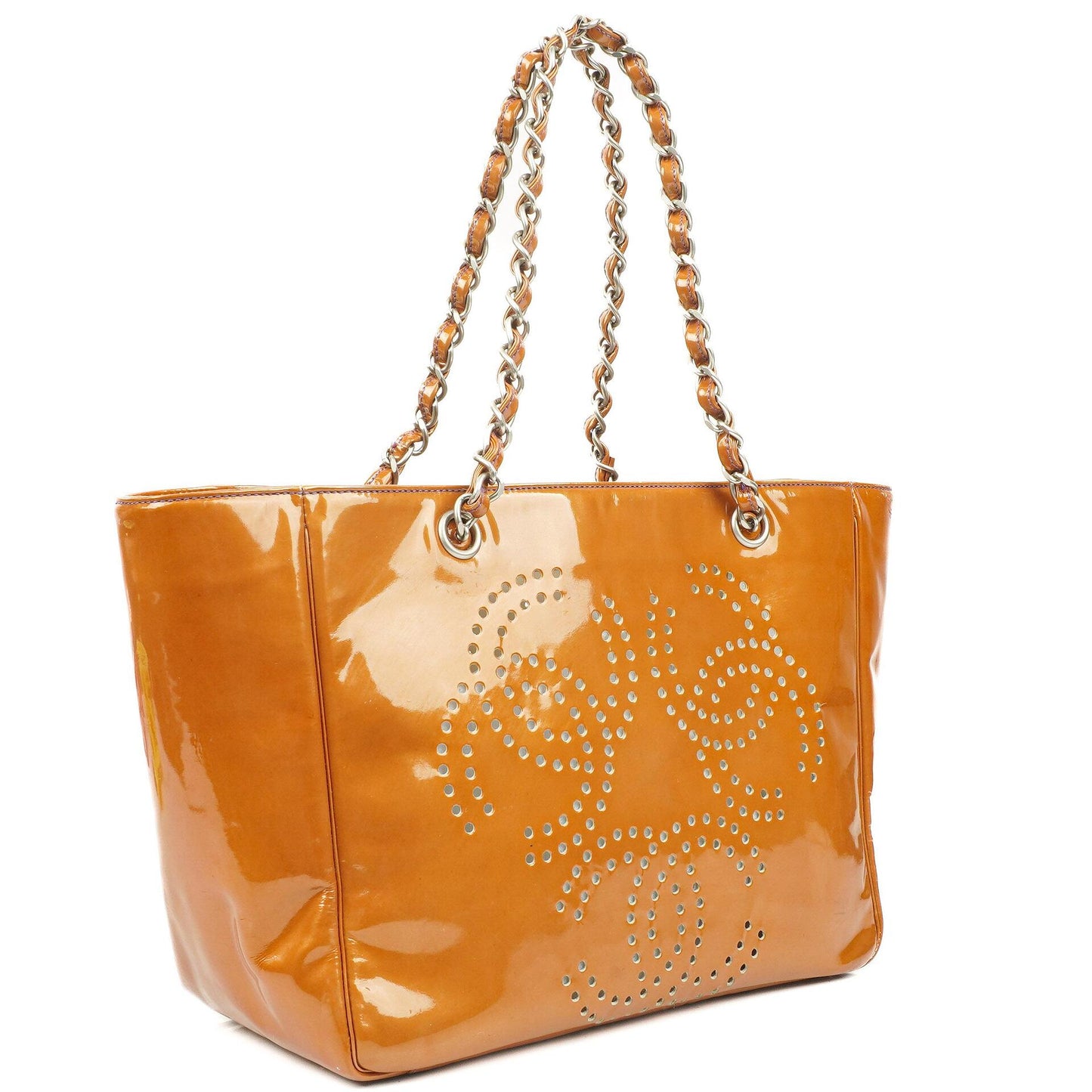 Chanel Perforated CC Patent Leather Shopping Tote Bag, 2000-2002