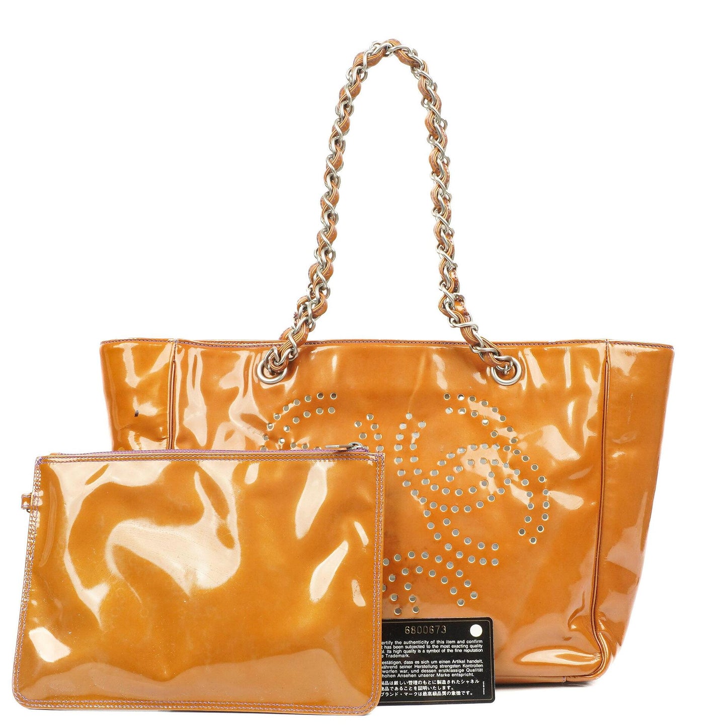 Chanel Perforated CC Patent Leather Shopping Tote Bag, 2000-2002