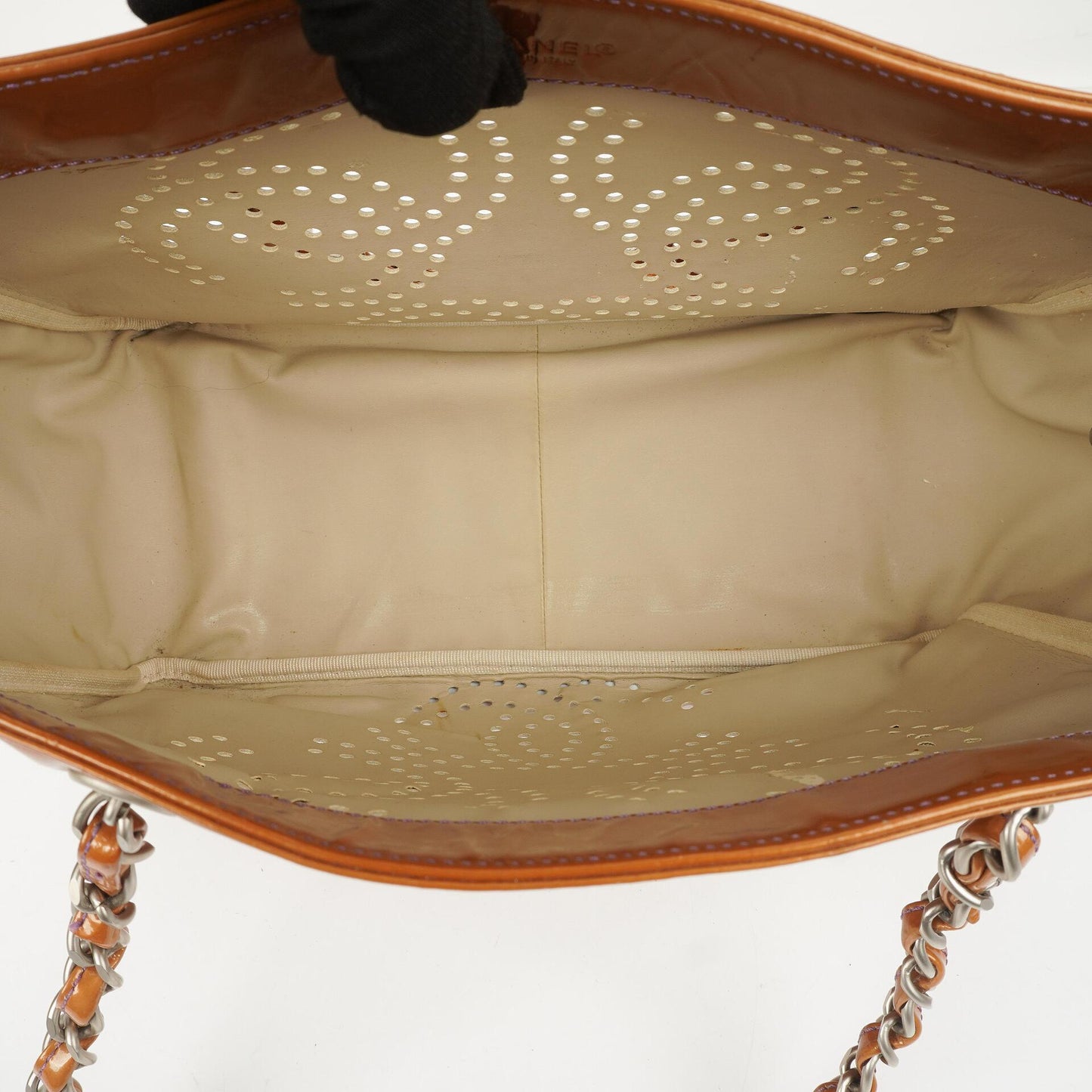 Chanel Perforated CC Patent Leather Shopping Tote Bag, 2000-2002