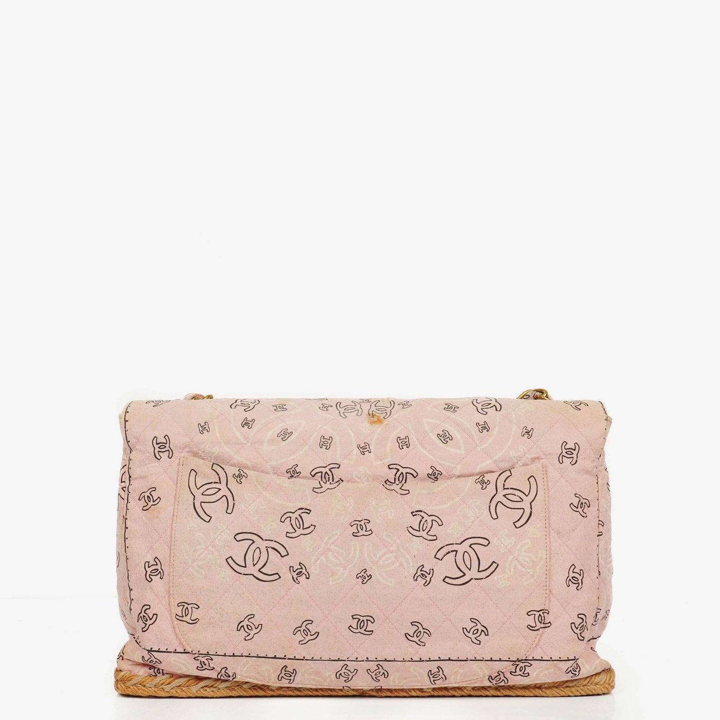 Chanel Pink Bandana Canvas Maxi Single Flap Shoulder Bag
