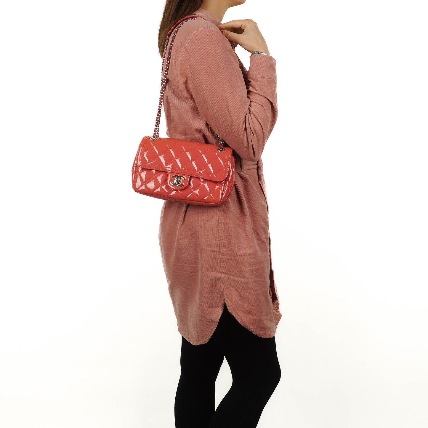 Chanel Pink Patent Calfskin Classic Mini Flap Bag