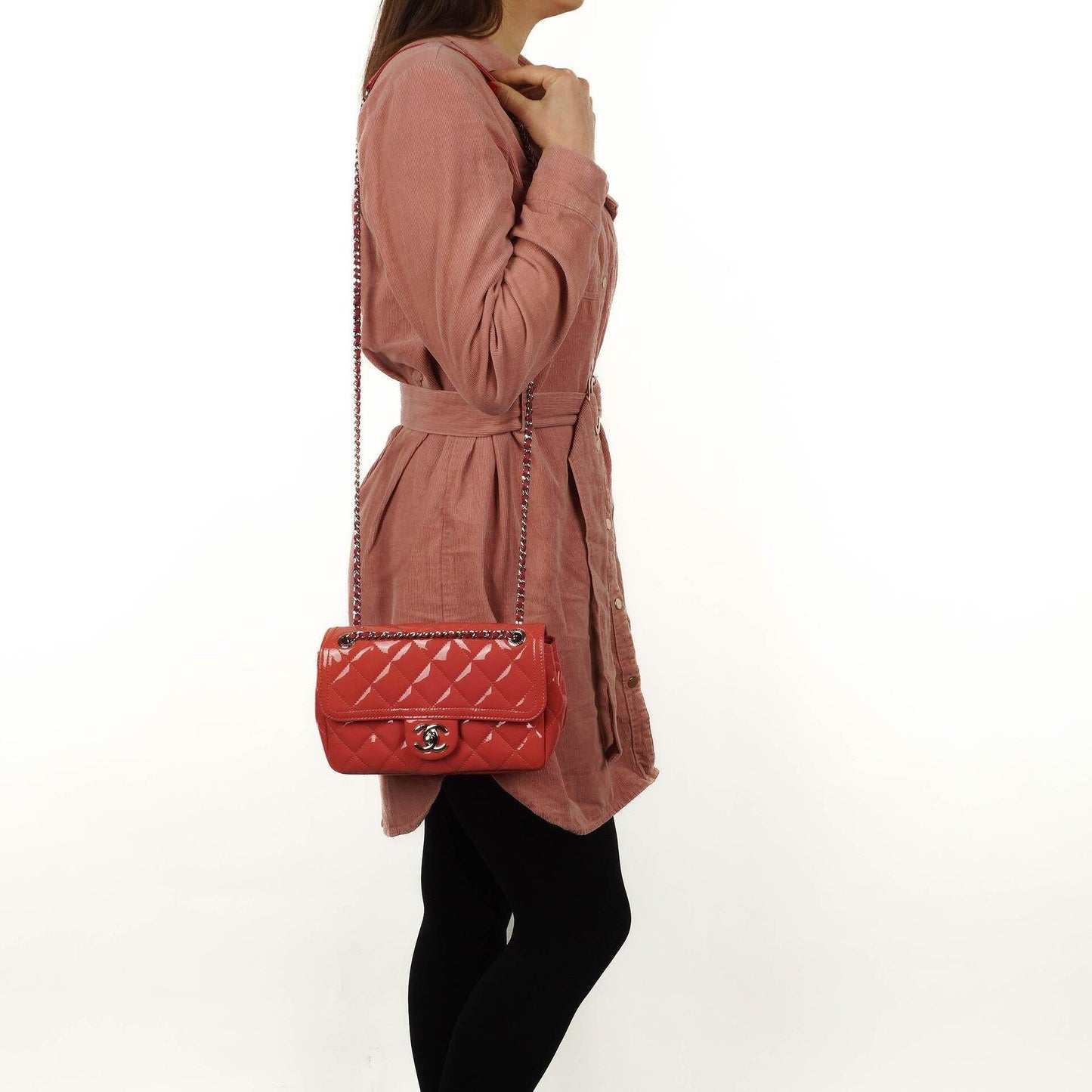 Chanel Pink Patent Calfskin Classic Mini Flap Bag