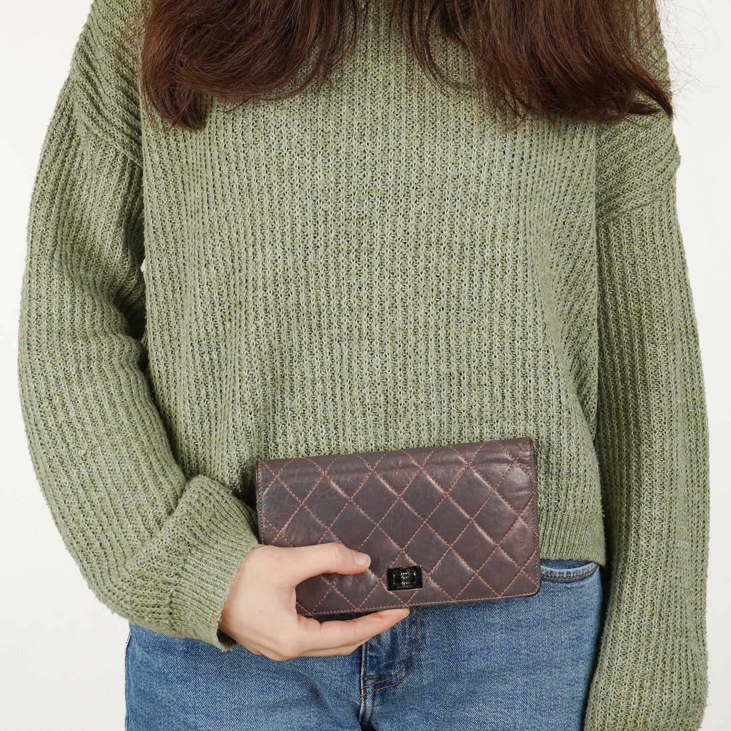 Chanel Purple Quilted Aged Calfskin Reissue 2.55 Yen Wallet