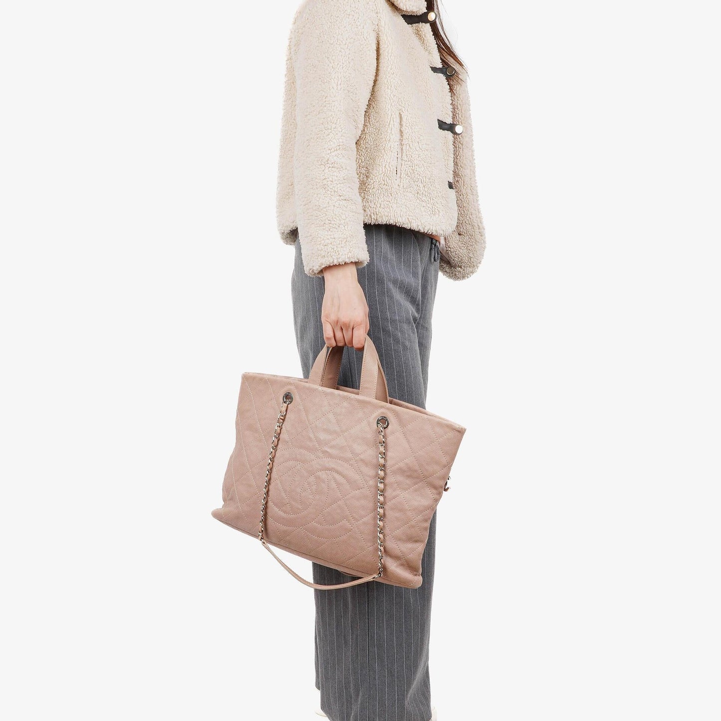 Chanel Quilted Caviar Shopping Tote Bag