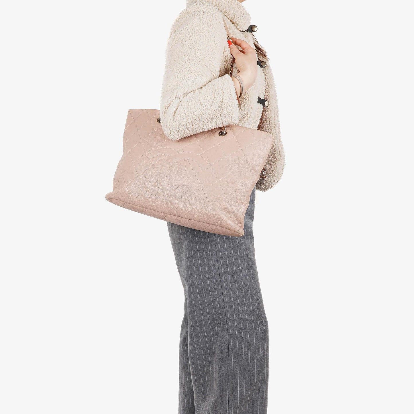 Chanel Quilted Caviar Shopping Tote Bag