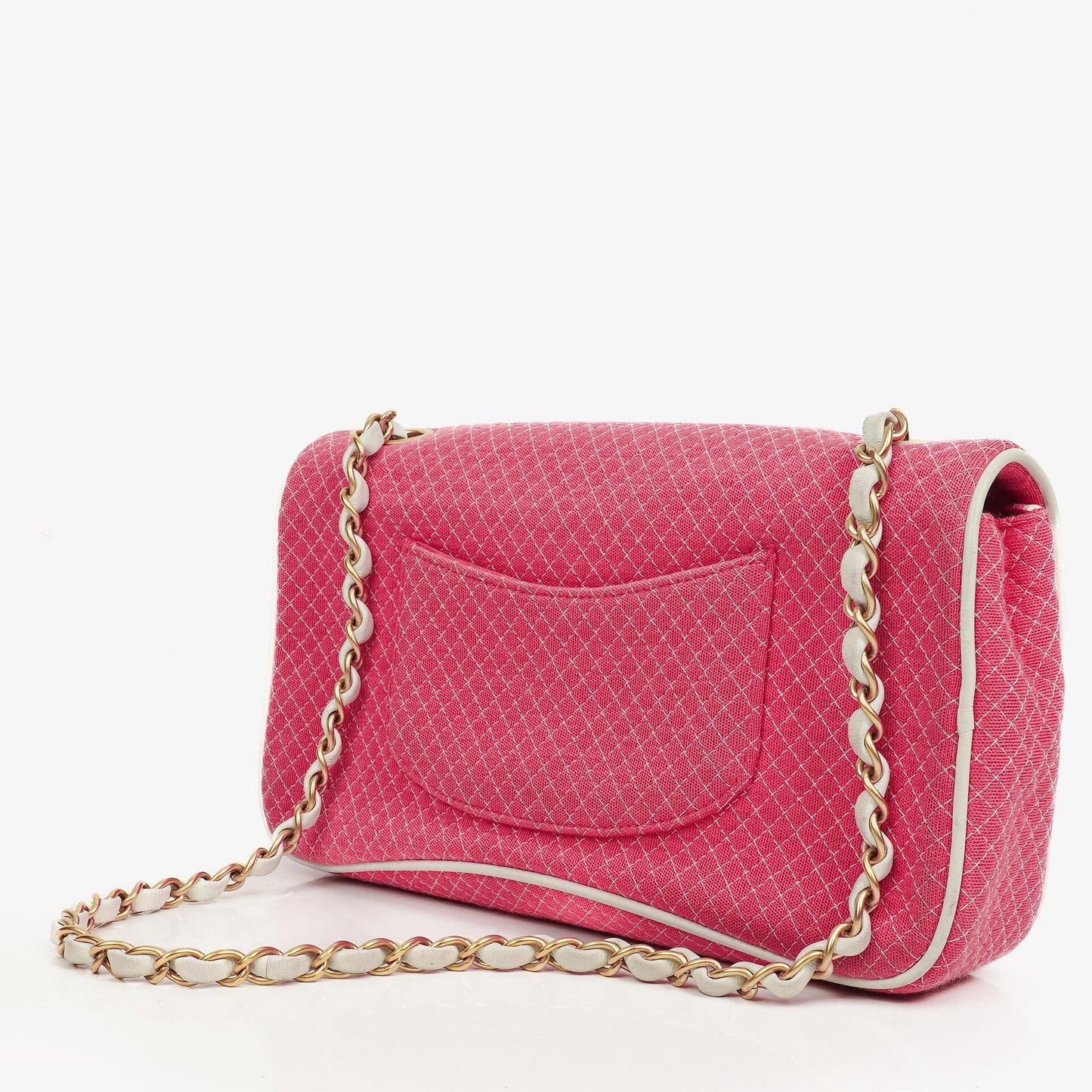 Chanel Quilted Jersey Pink White Single Flap Bag