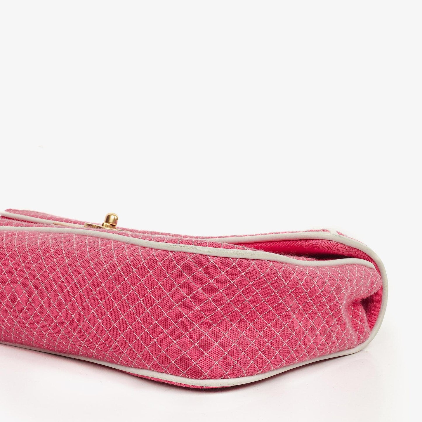 Chanel Quilted Jersey Pink White Single Flap Bag