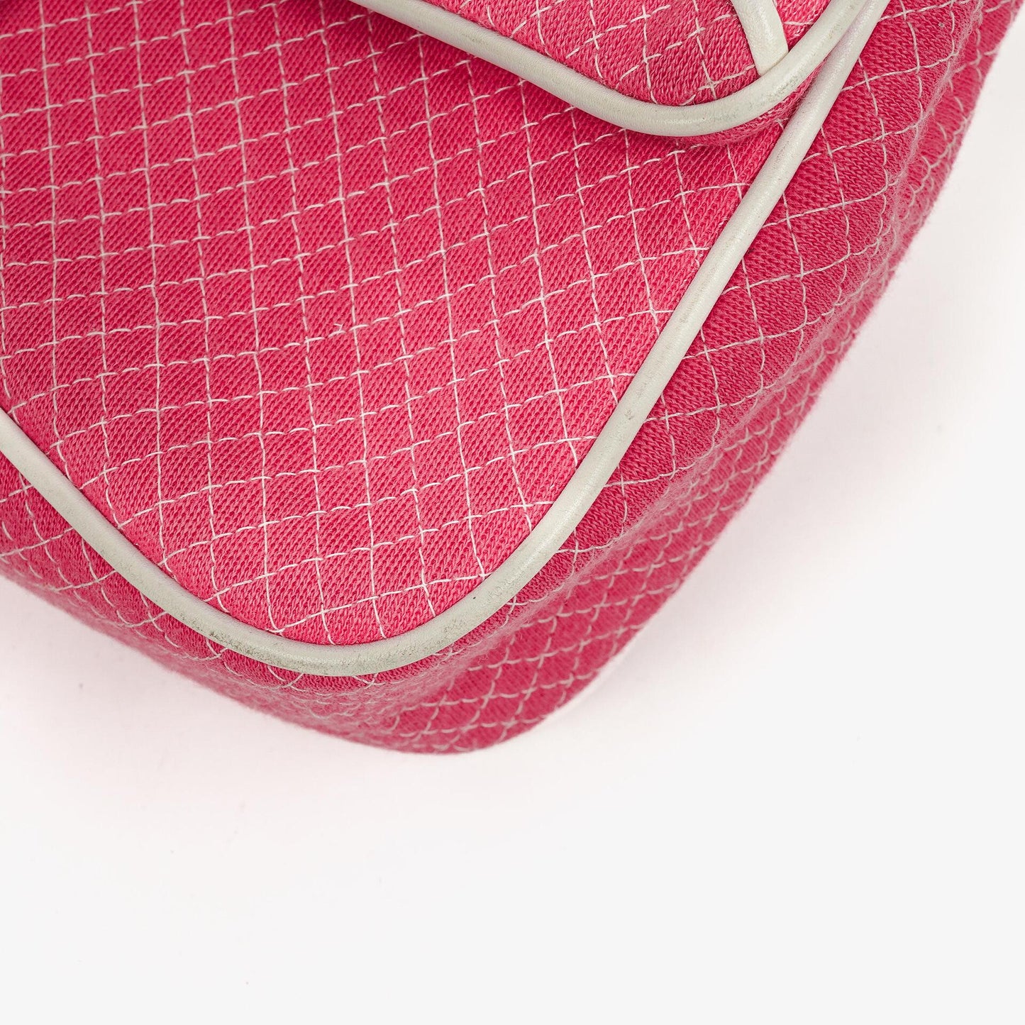 Chanel Quilted Jersey Pink White Single Flap Bag