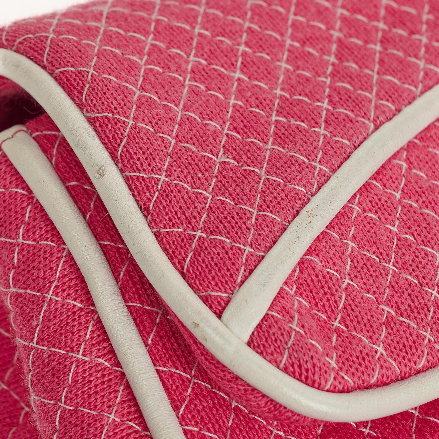 Chanel Quilted Jersey Pink White Single Flap Bag