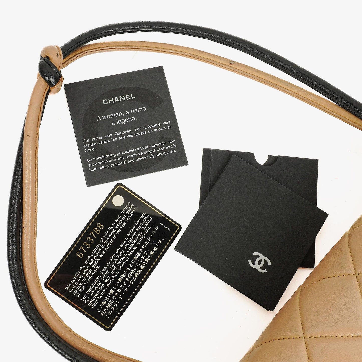 Chanel Quilted Lambskin Beige Black Single Flap
