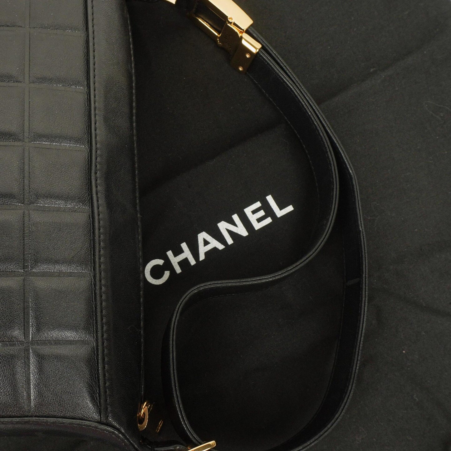 Chanel Quilted Lambskin Black Chocolate Bar Shoulder Bag