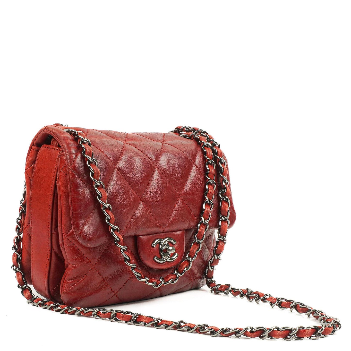 Chanel Quilted Leather Red Mini Chanel 3 Flap Bag