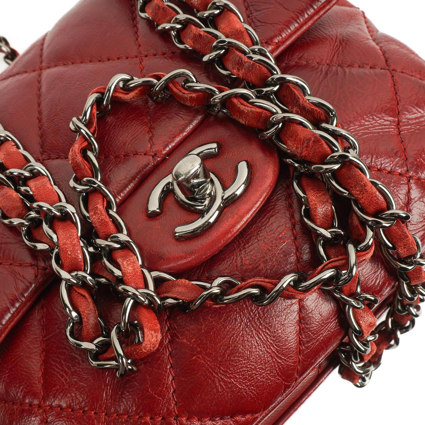 Chanel Quilted Leather Red Mini Chanel 3 Flap Bag