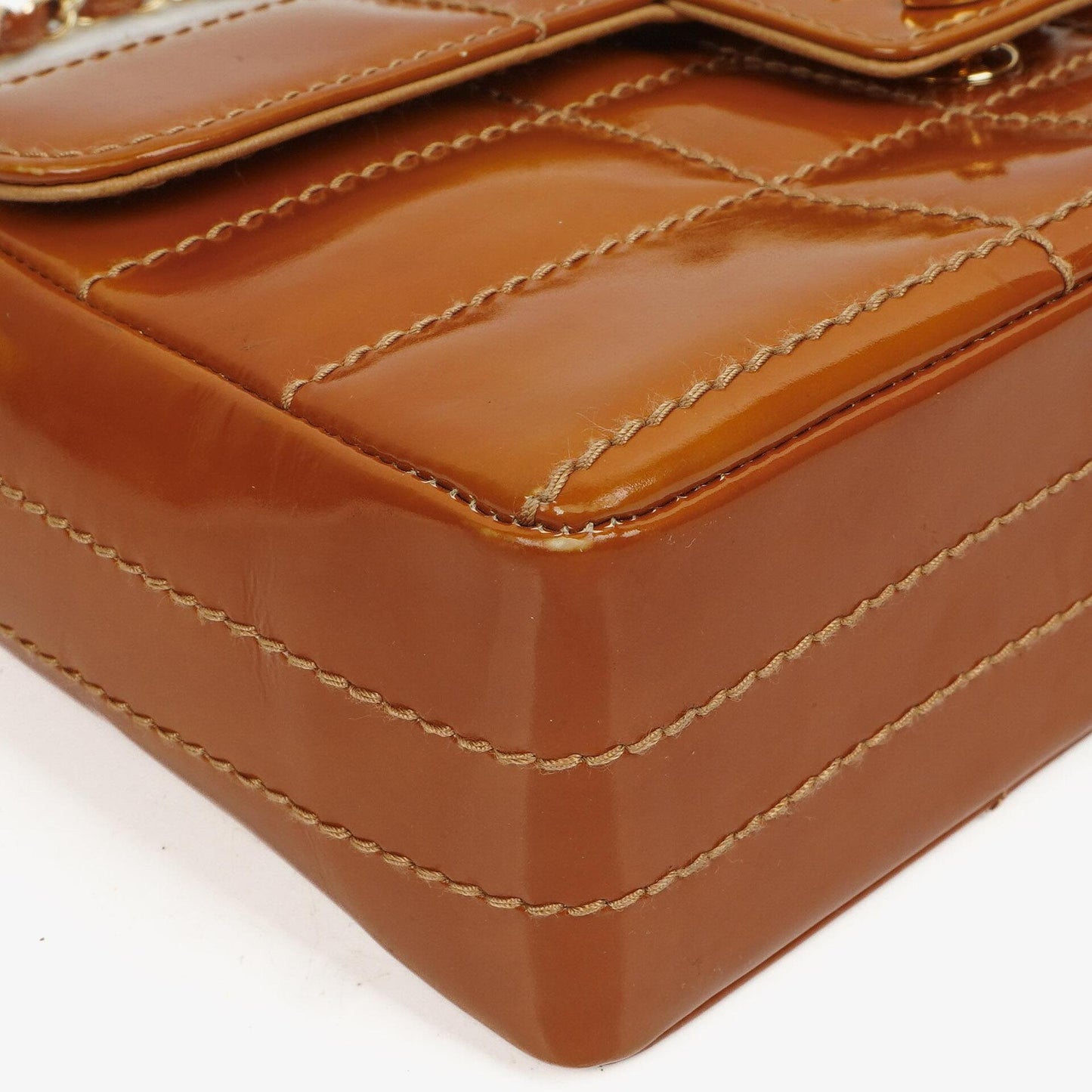 Chanel Quilted Patent Leather Chocolate Bar Flap Bag