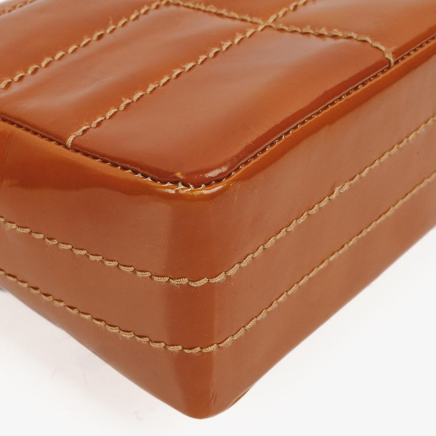 Chanel Quilted Patent Leather Chocolate Bar Flap Bag