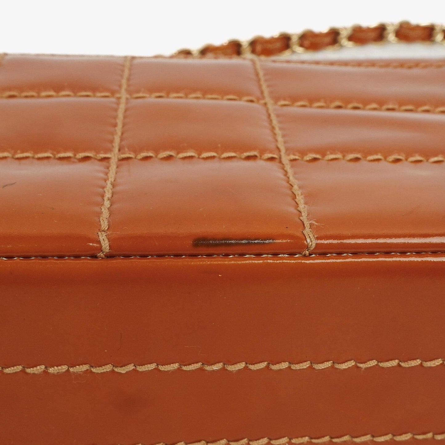 Chanel Quilted Patent Leather Chocolate Bar Flap Bag