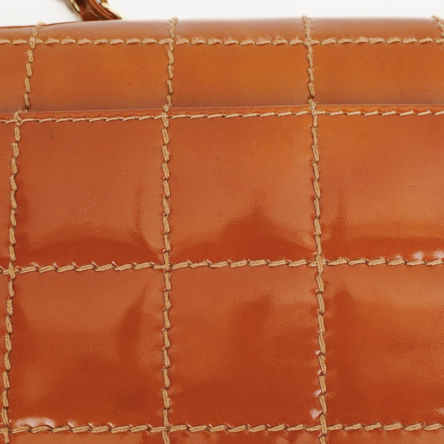 Chanel Quilted Patent Leather Chocolate Bar Flap Bag