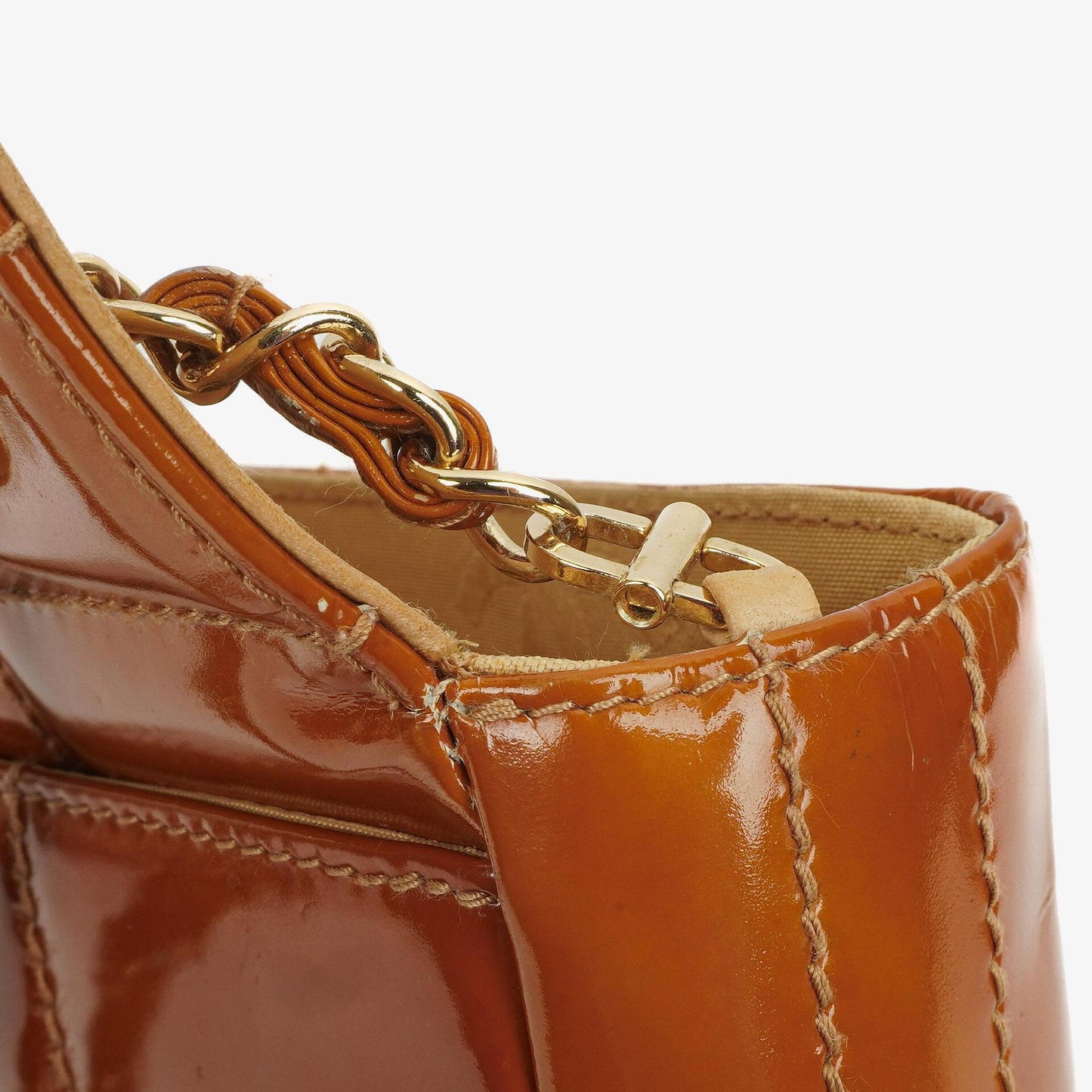 Chanel Quilted Patent Leather Chocolate Bar Flap Bag