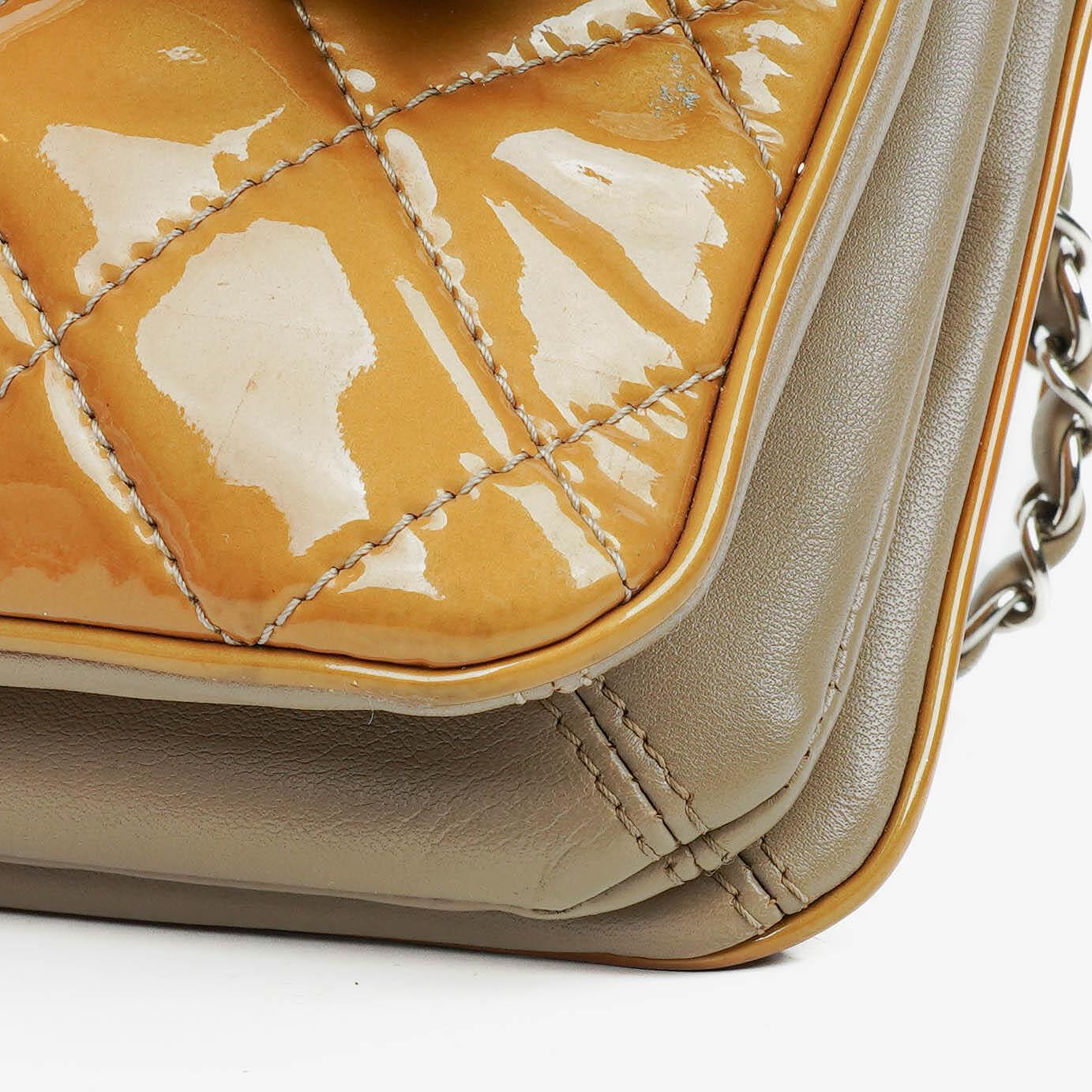 Chanel Quilted Patent Leather Flap Bag With Silver-Tone Hardware