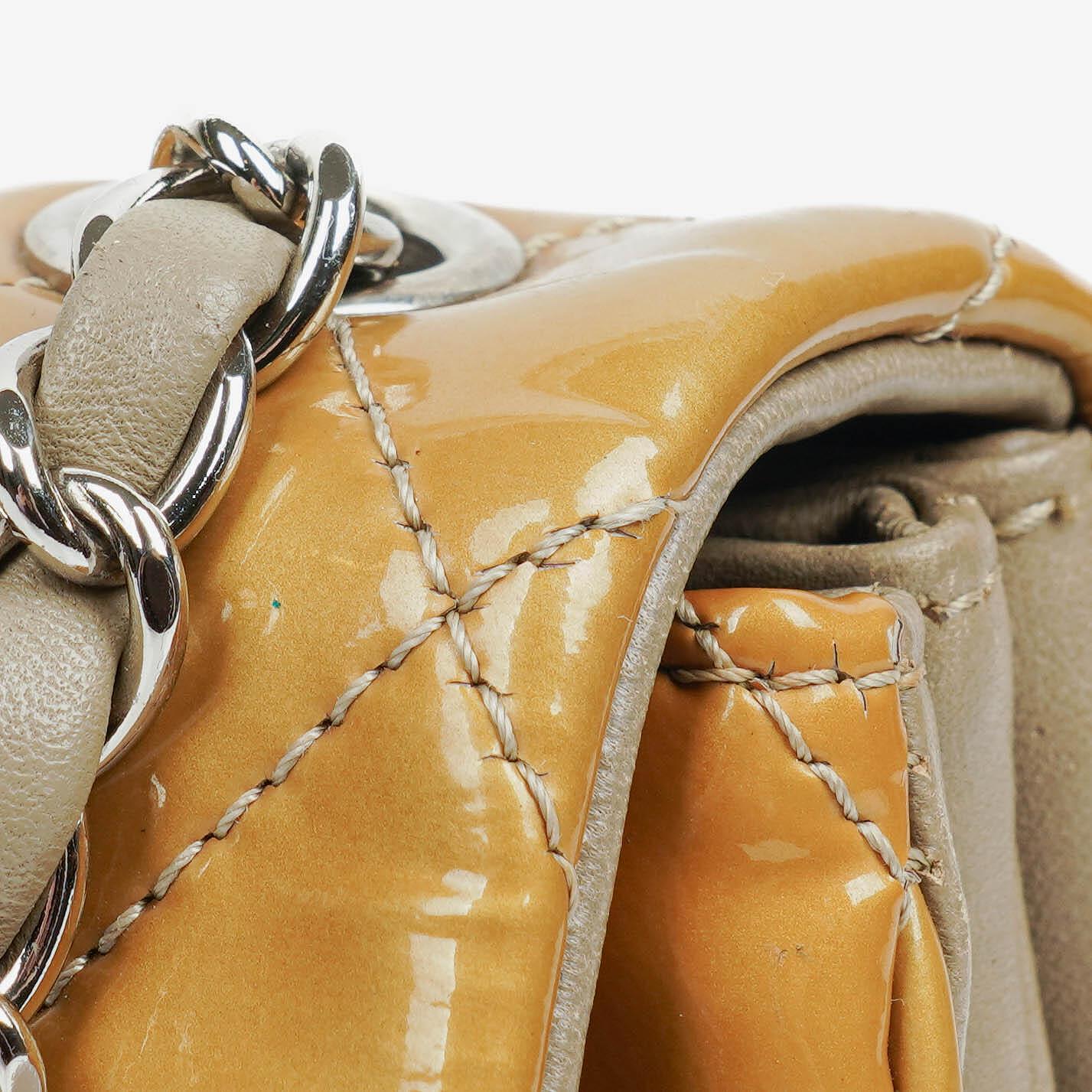 Chanel Quilted Patent Leather Flap Bag With Silver-Tone Hardware
