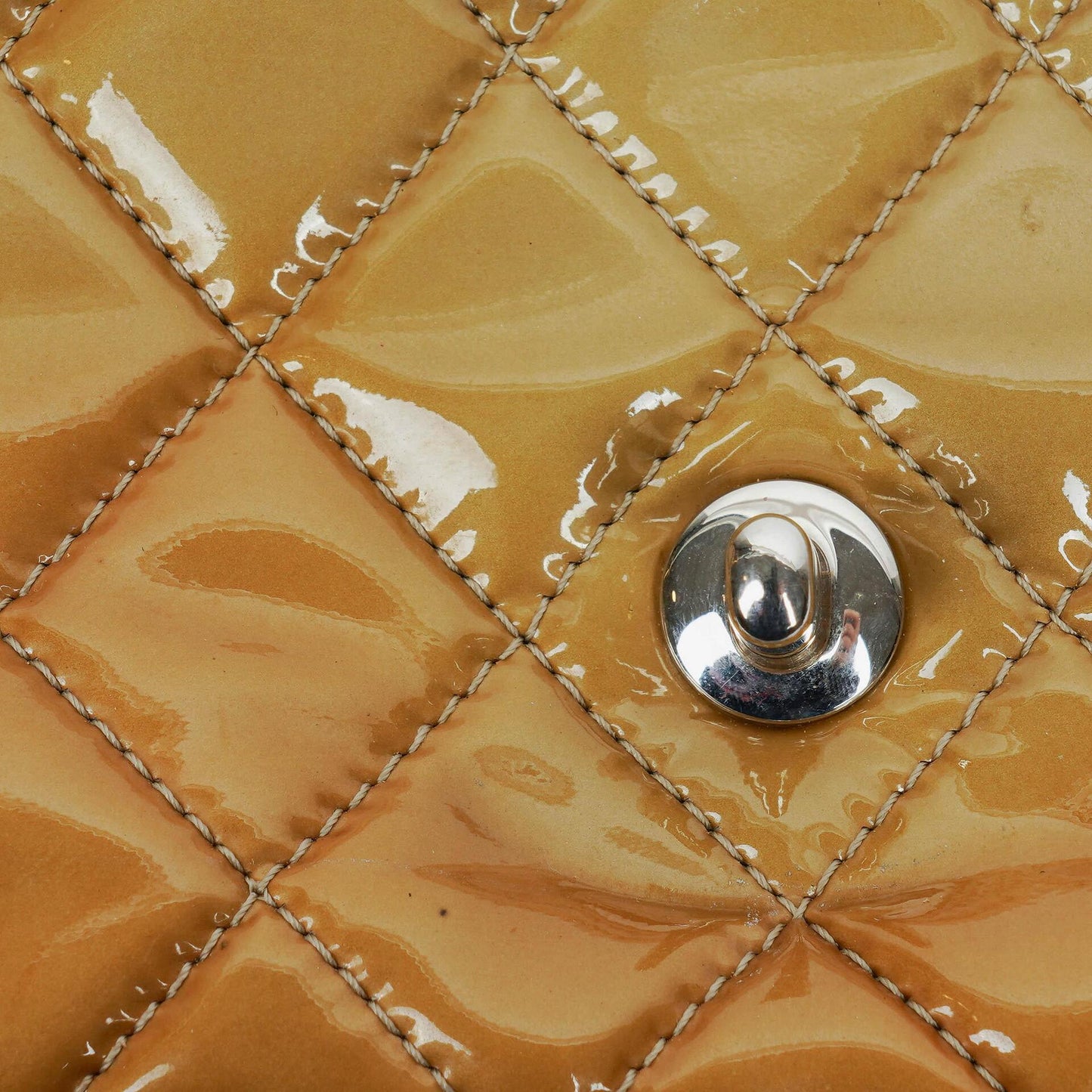 Chanel Quilted Patent Leather Flap Bag With Silver-Tone Hardware