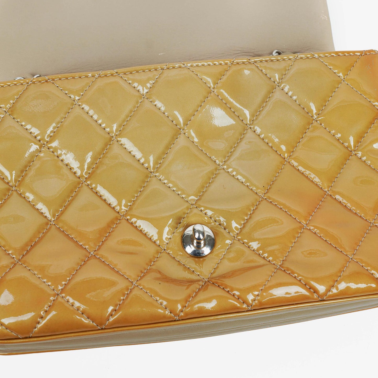 Chanel Quilted Patent Leather Flap Bag With Silver-Tone Hardware