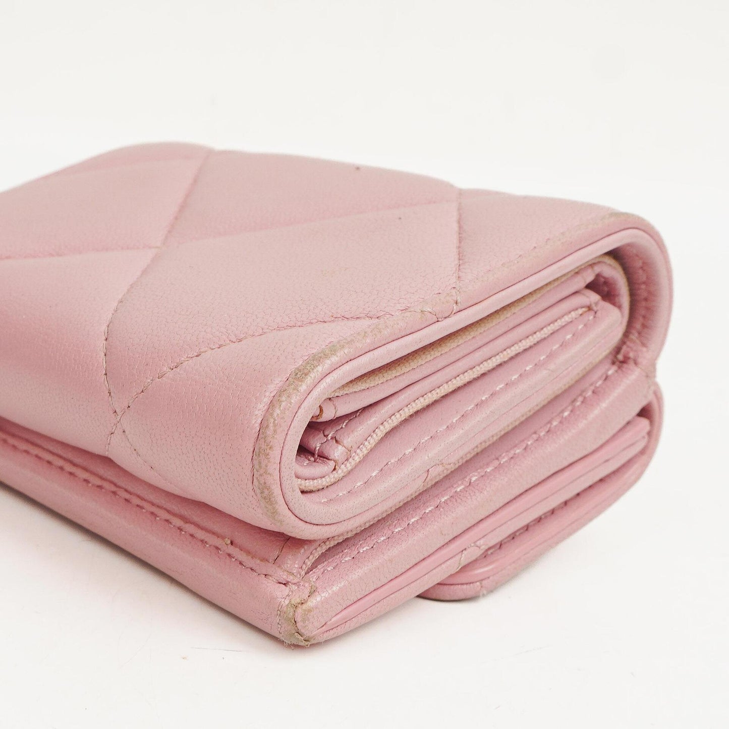 Chanel Quilted Pink Chanel 19 Small Flap Wallet