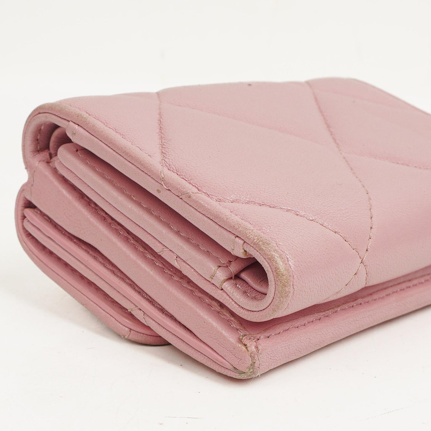 Chanel Quilted Pink Chanel 19 Small Flap Wallet