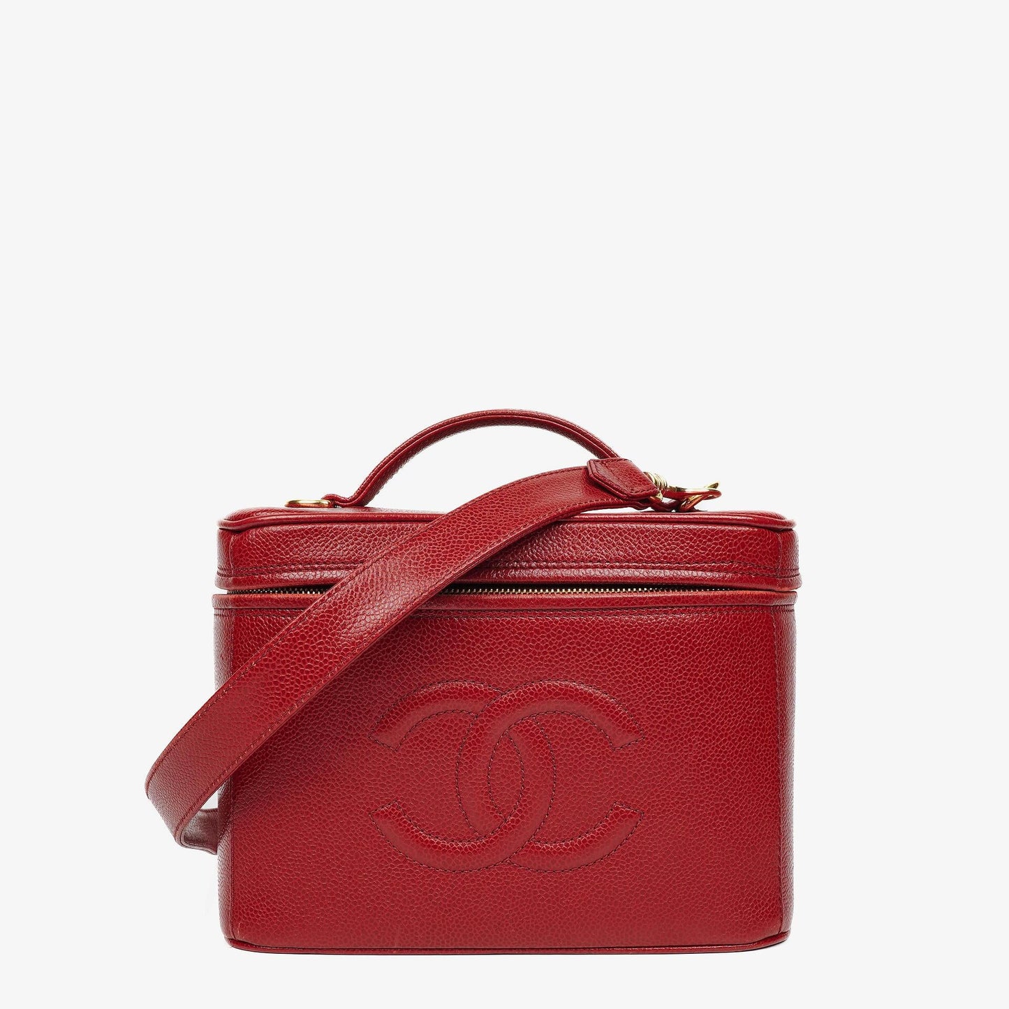 Chanel Red Caviar Leather Vanity Case