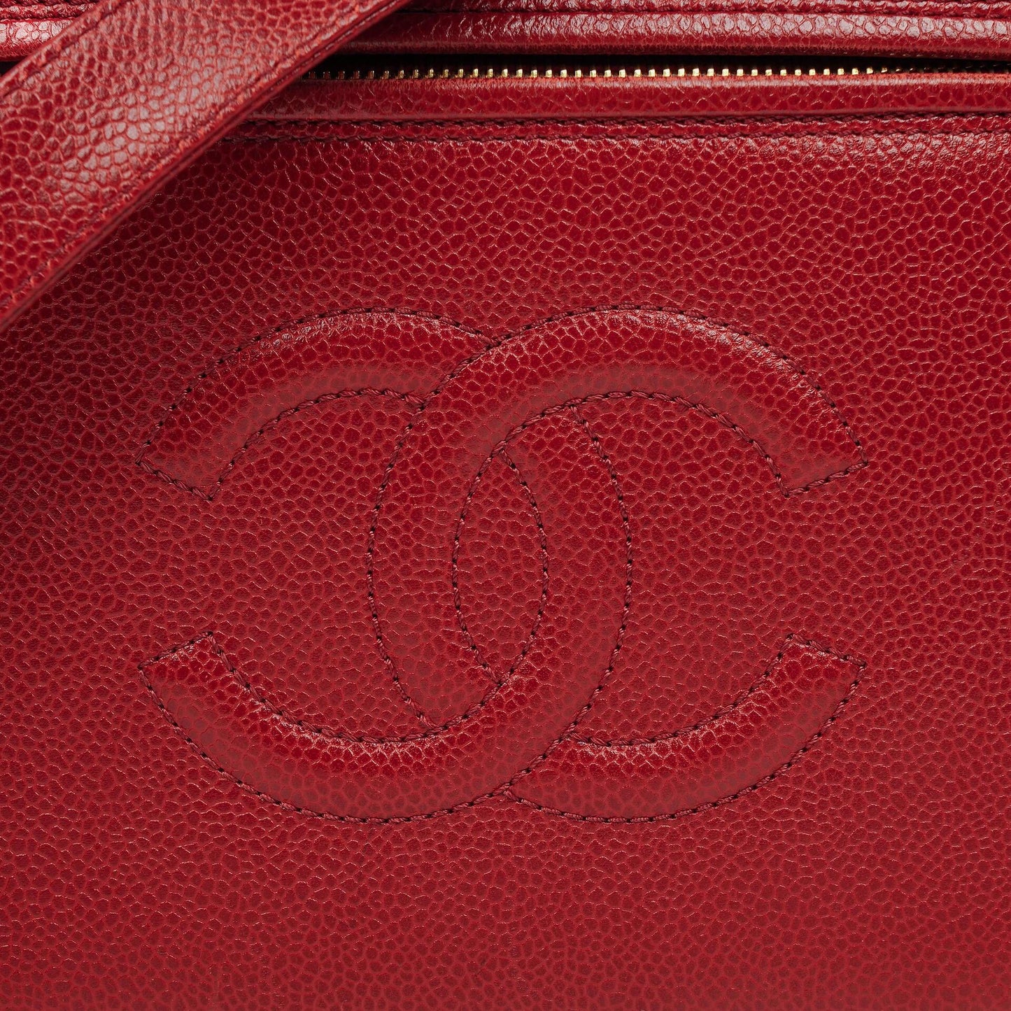 Chanel Red Caviar Leather Vanity Case